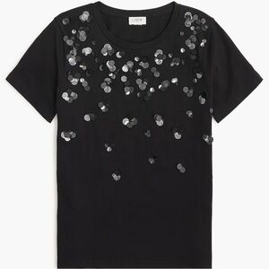 J. Crew Factory Black Tee with Silver Accents